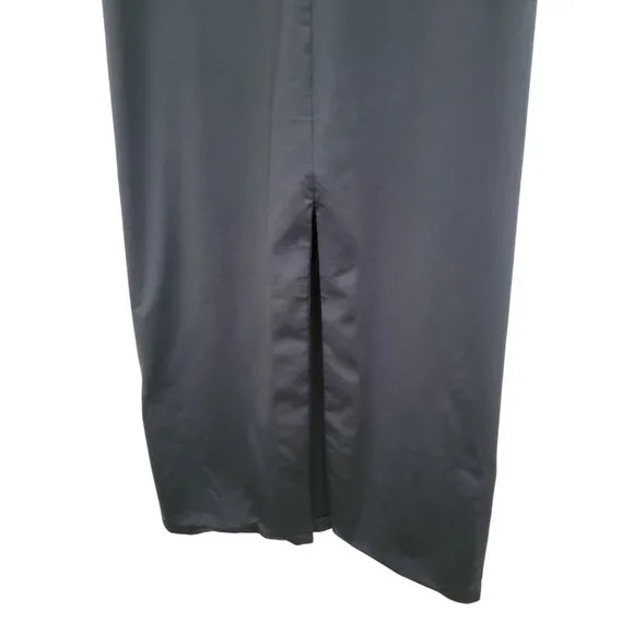 Allsaints CHARLIE Black Spaghetti Strap Midi Dress With Back Slit Sz 8 - Picture 4 of 7